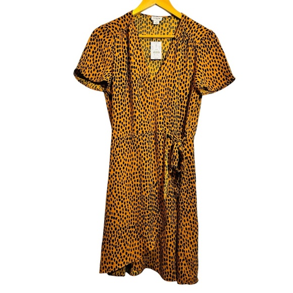 J. Crew Drapey Twill Leopard Wrap Dress Animal Print - Picture 1 of 11